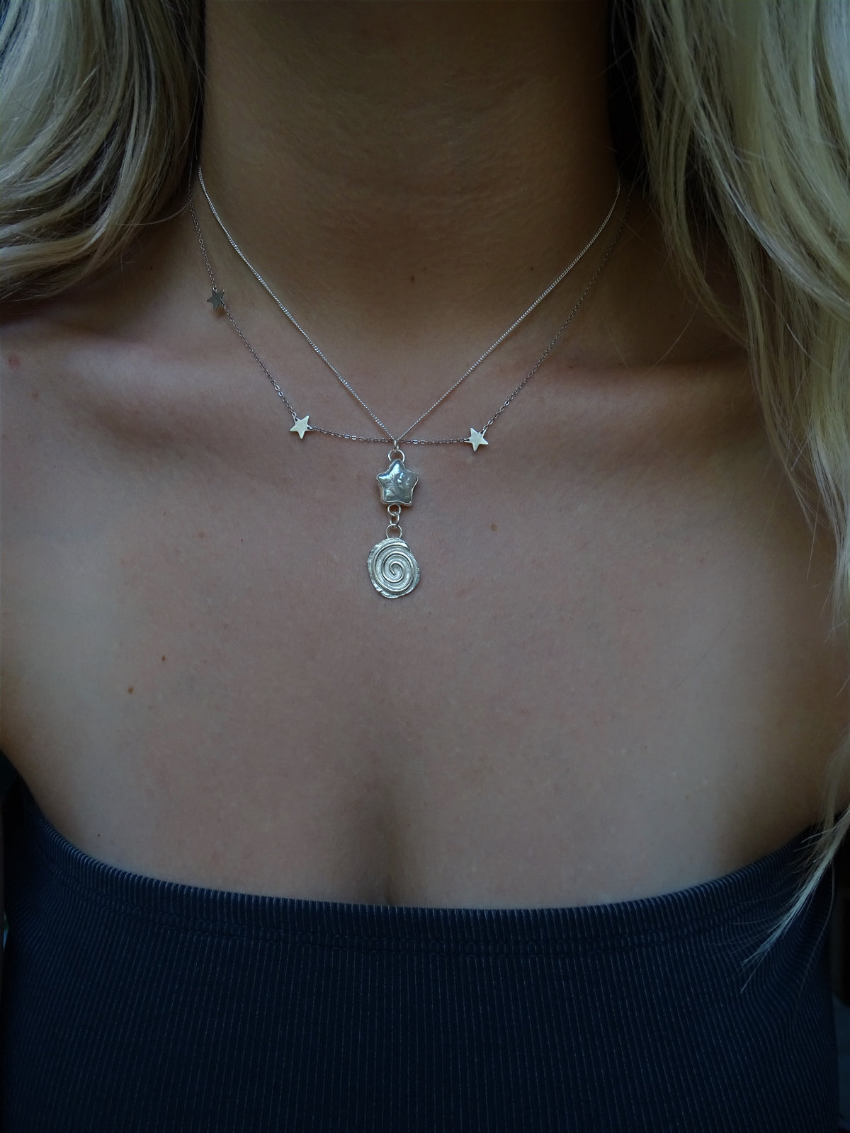 star drop spiral pendants