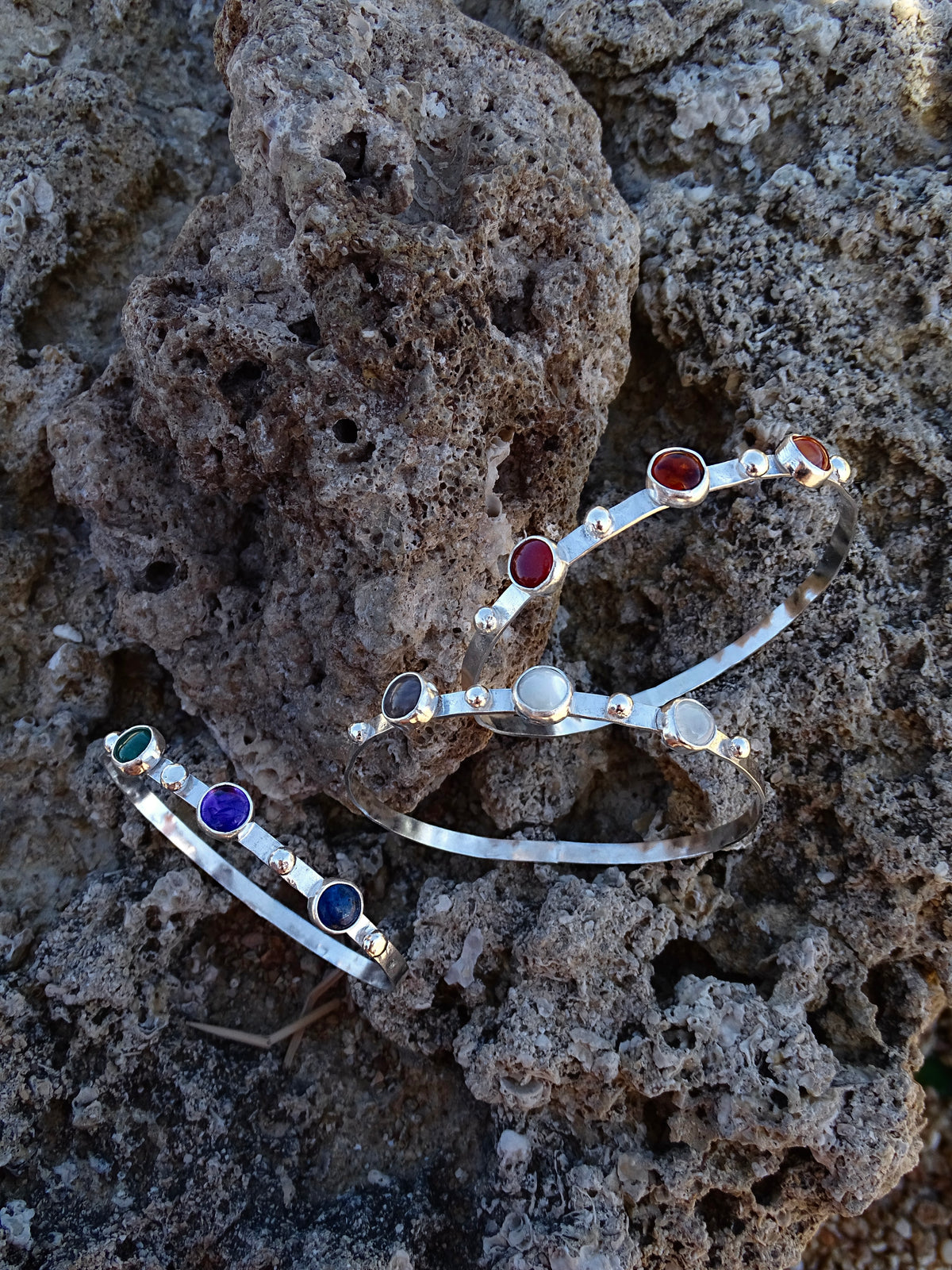 triple stone bangle