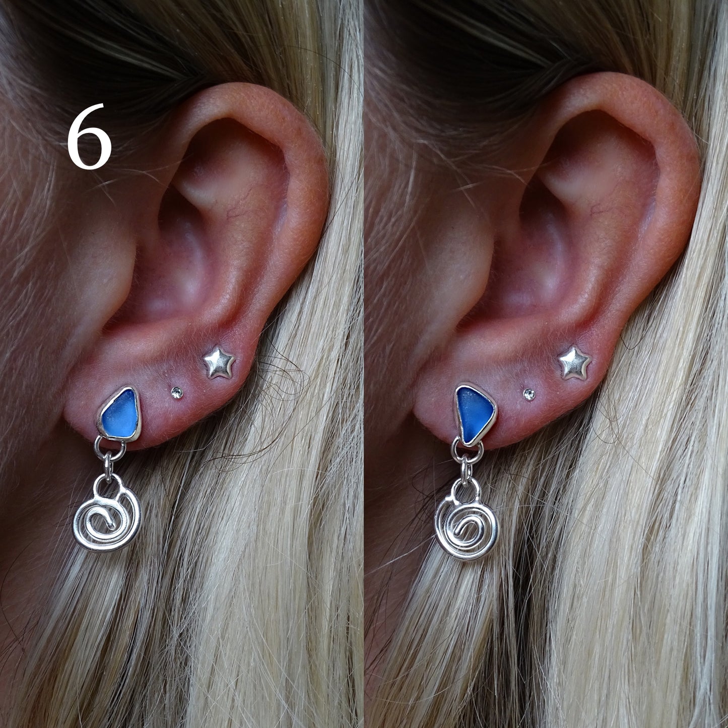 blue seaglass earrings