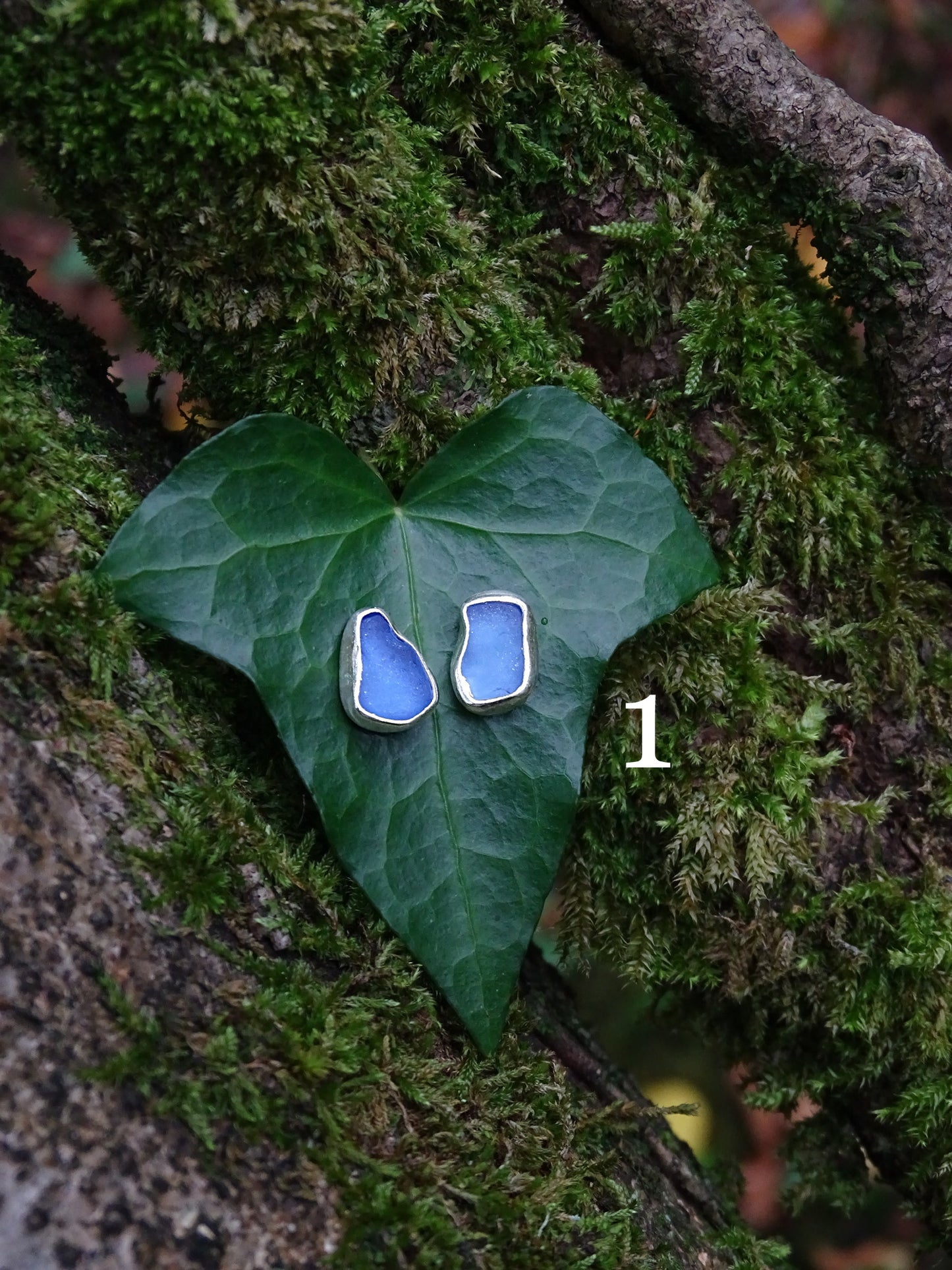 blue seaglass earrings