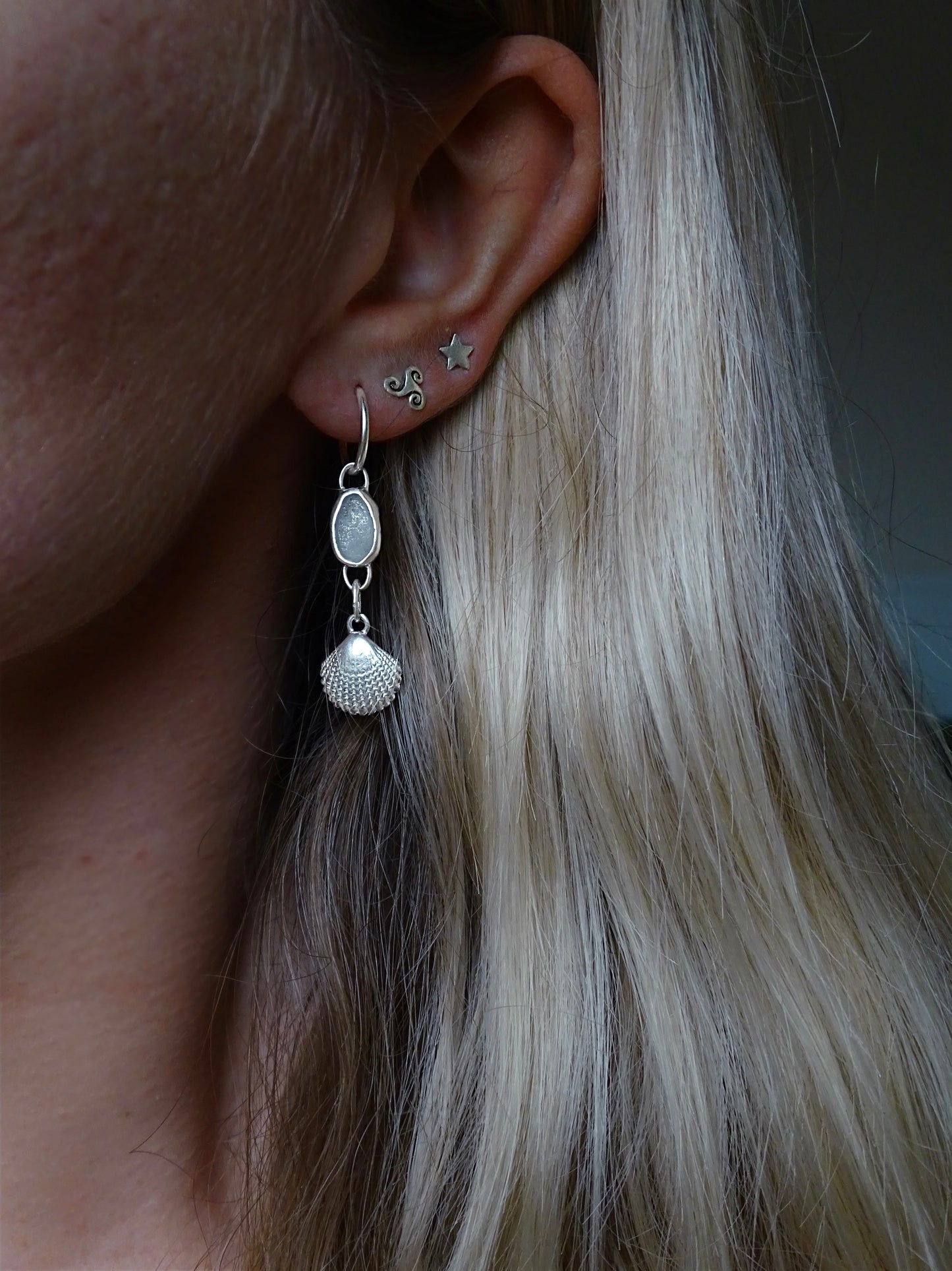 charm hoops • seaglass