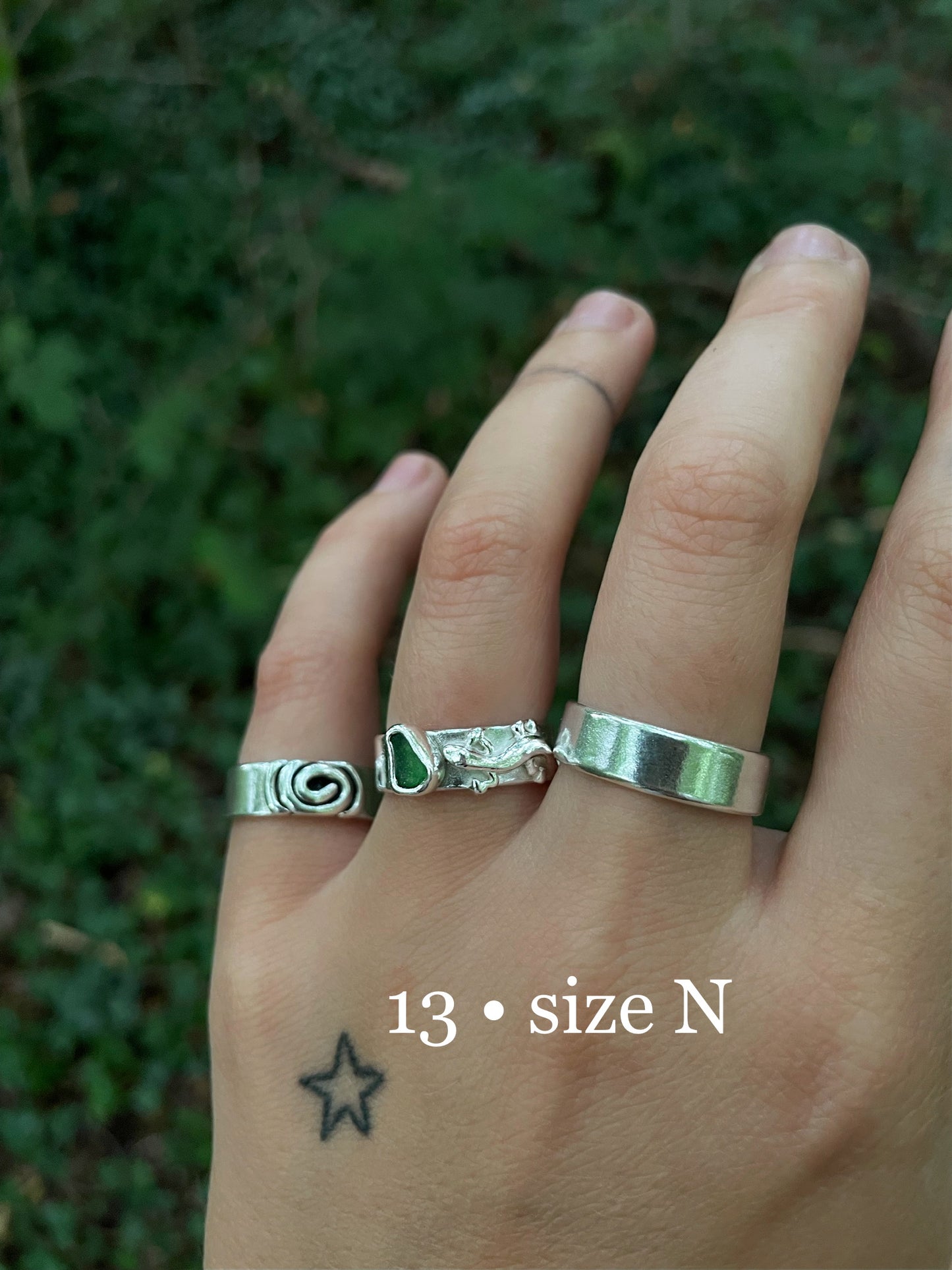 green seaglass rings