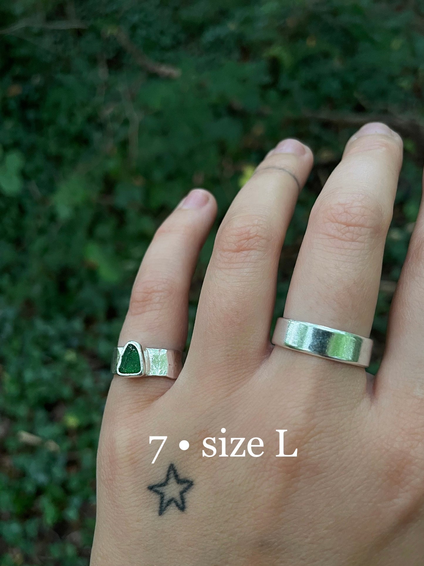 green seaglass rings