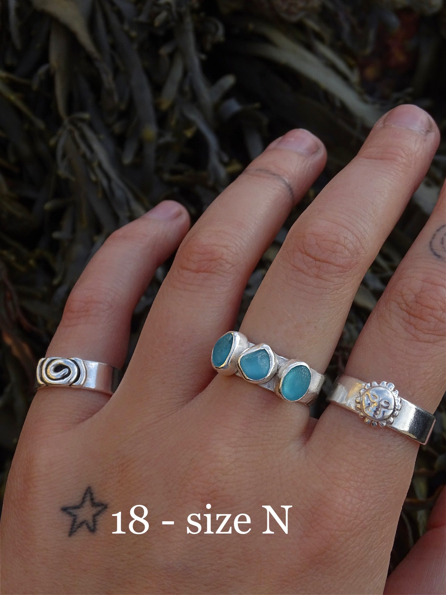 blue seaglass rings