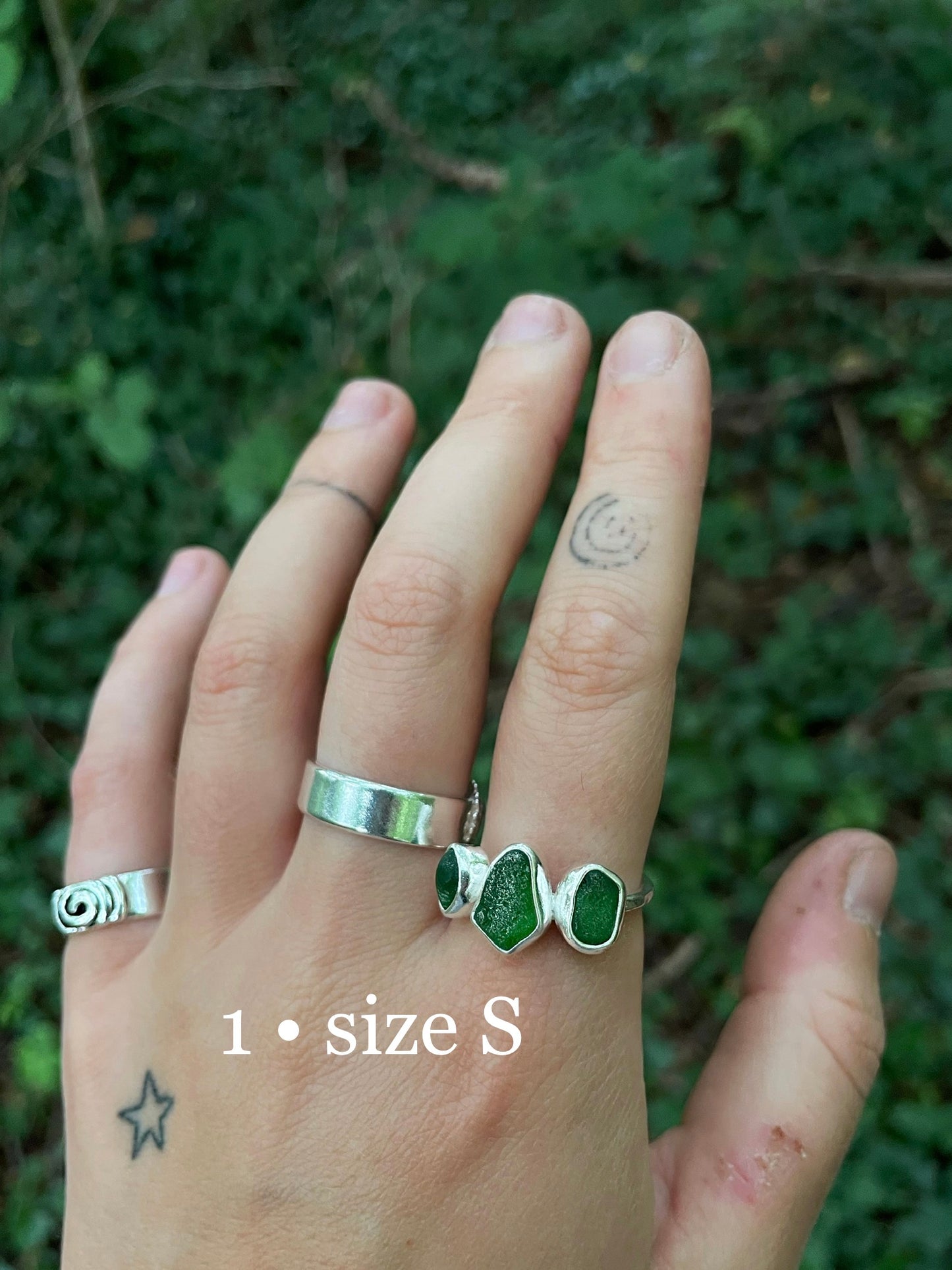 green seaglass rings
