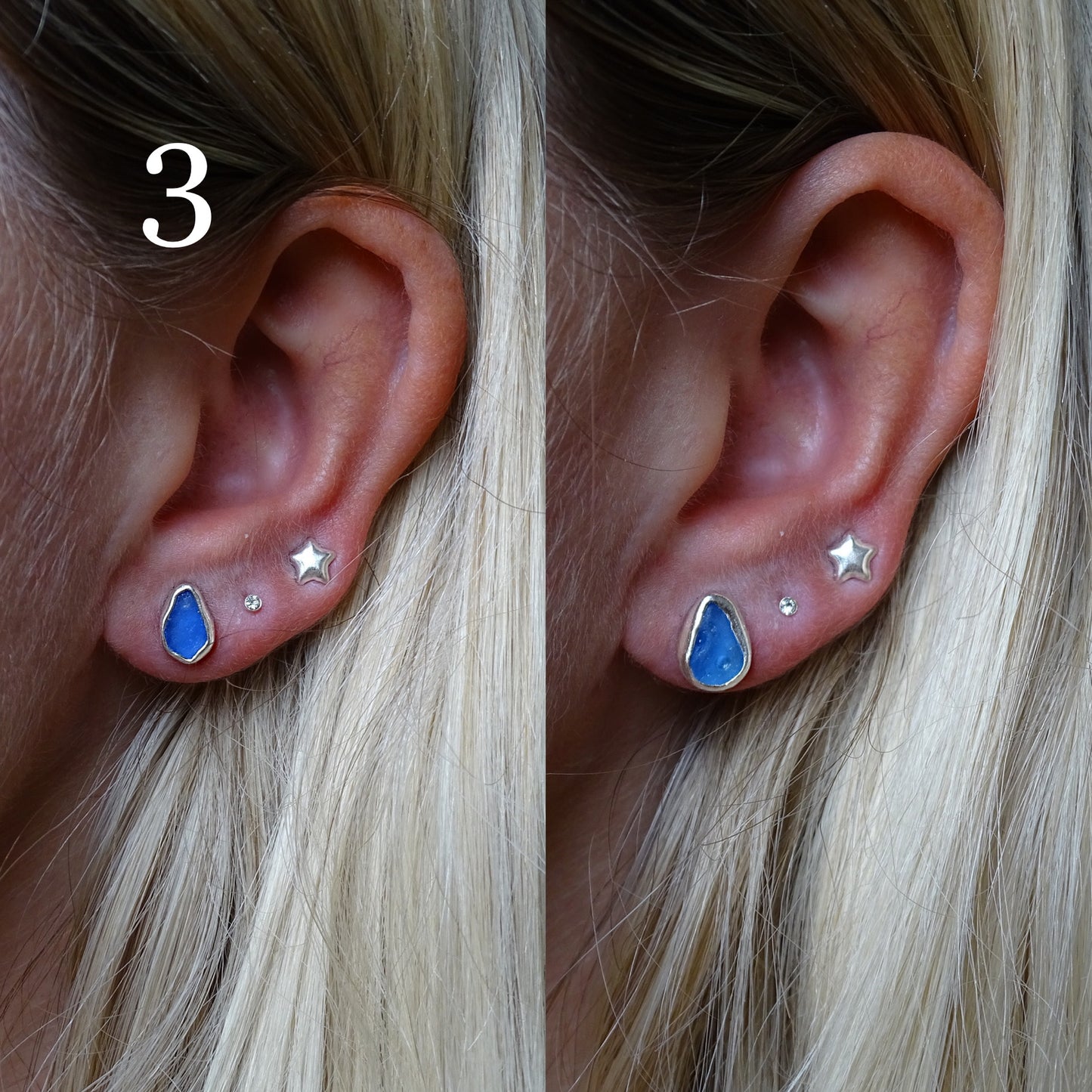 blue seaglass earrings