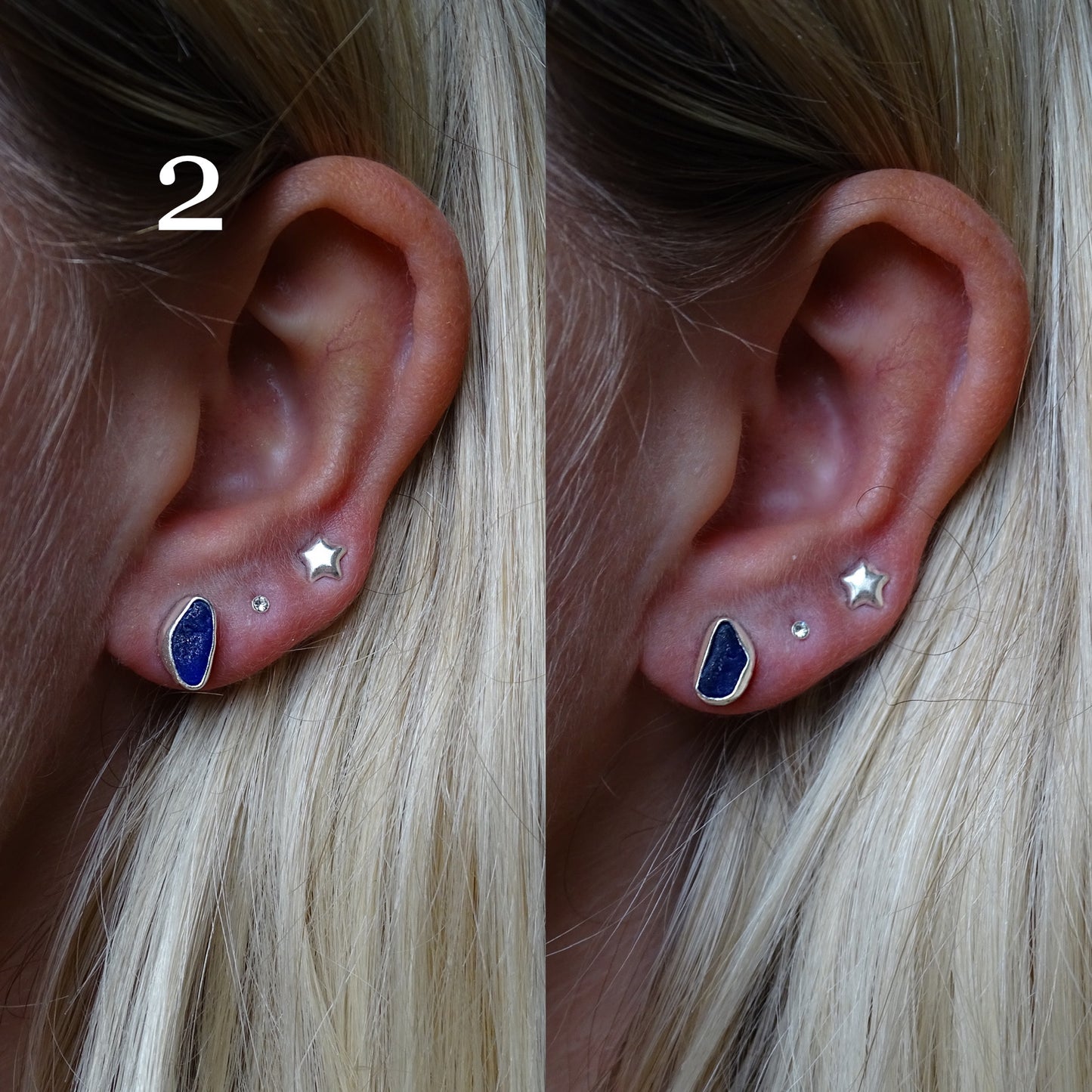 blue seaglass earrings