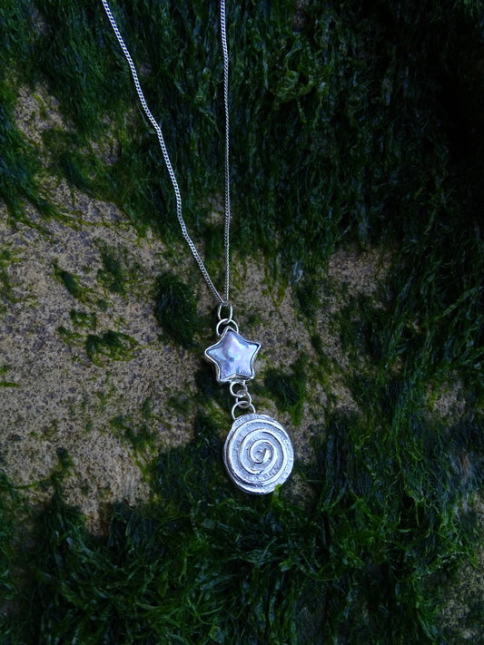 pearl spiral drop pendant