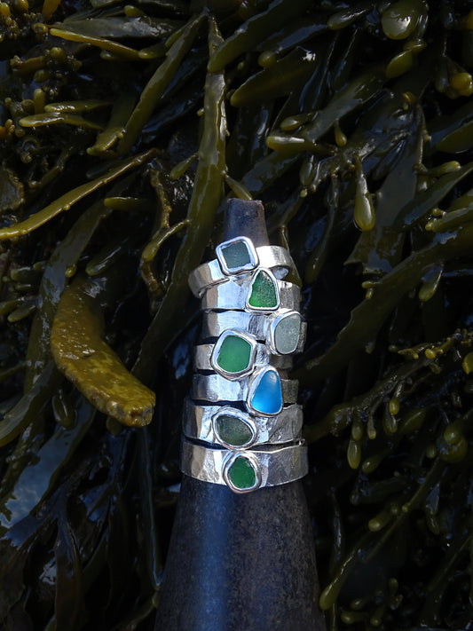 adjustable seaglass rings