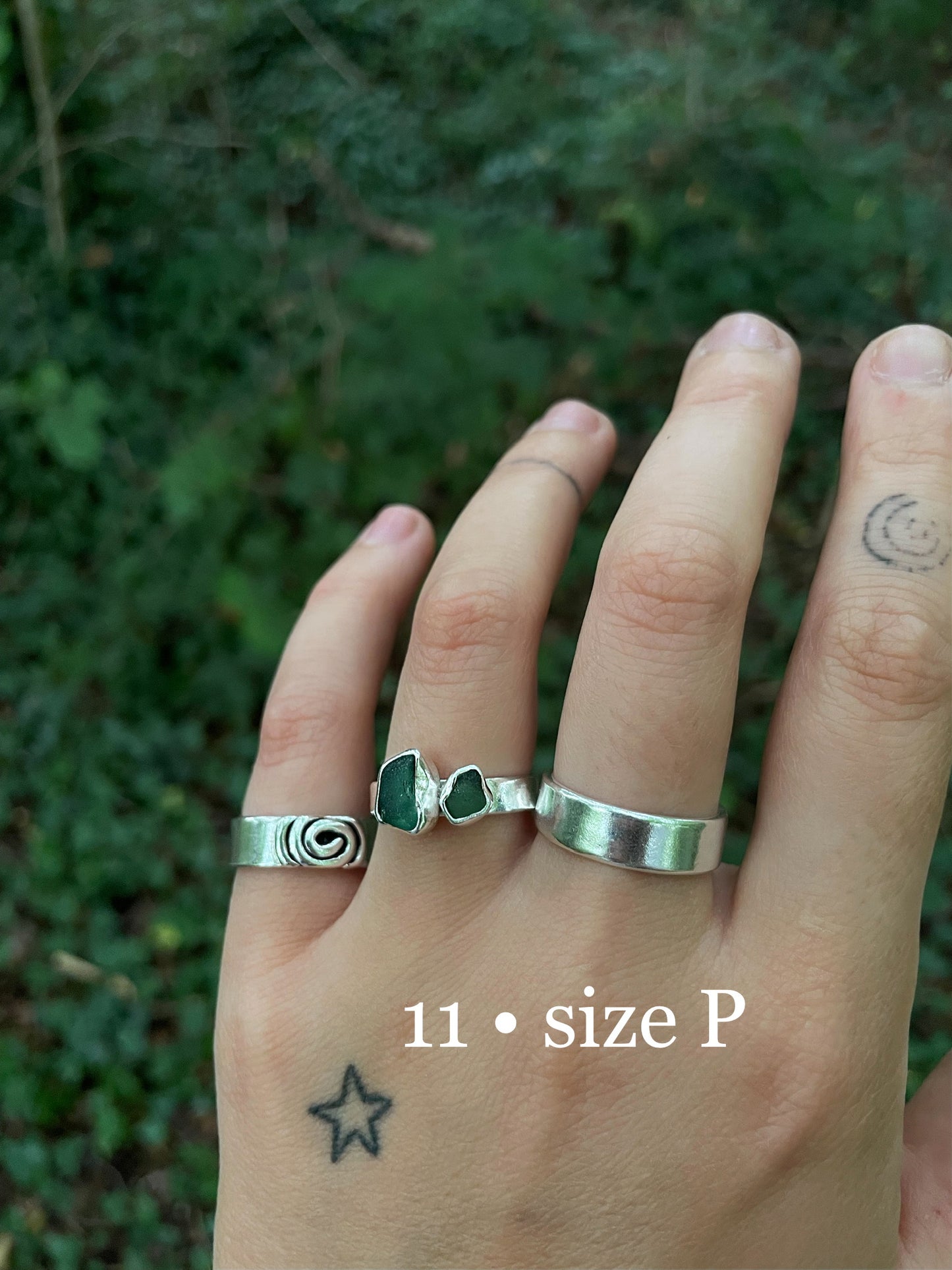 green seaglass rings