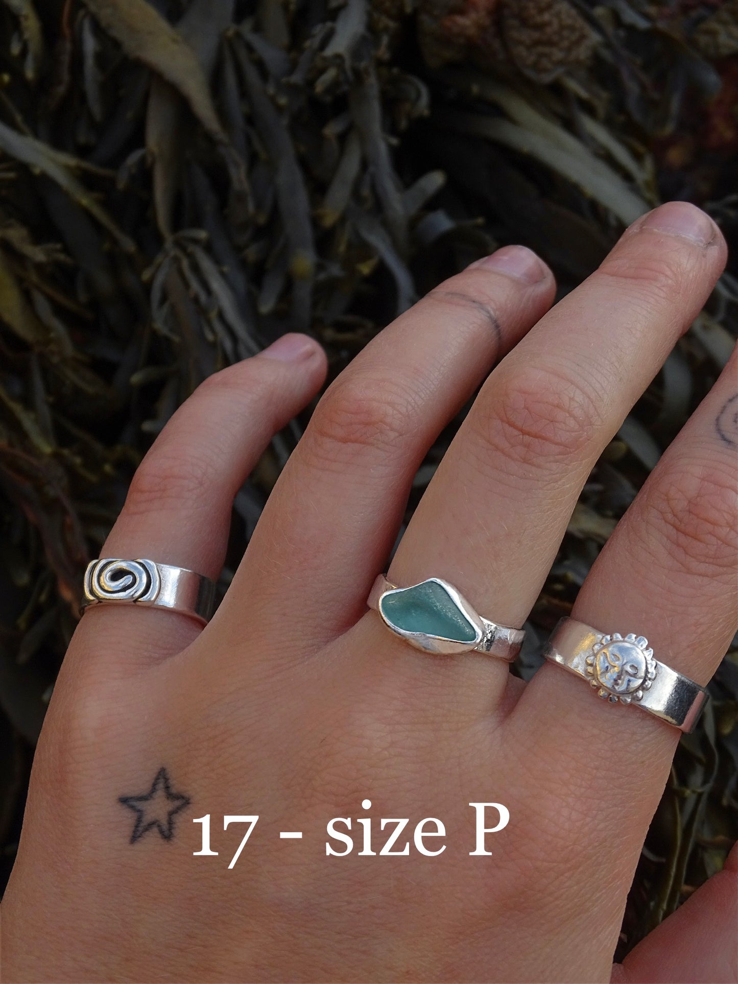 blue seaglass rings