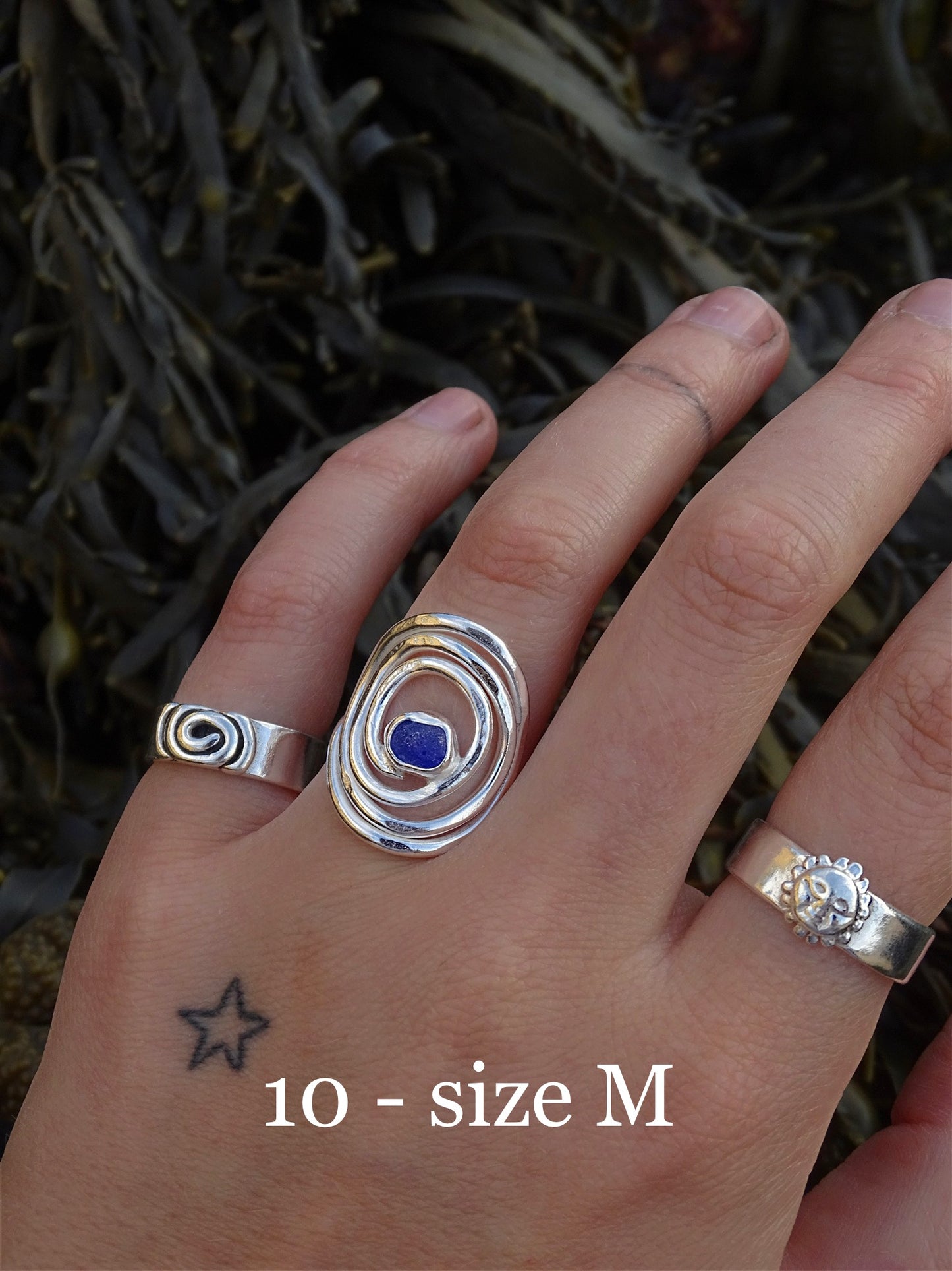 blue seaglass rings