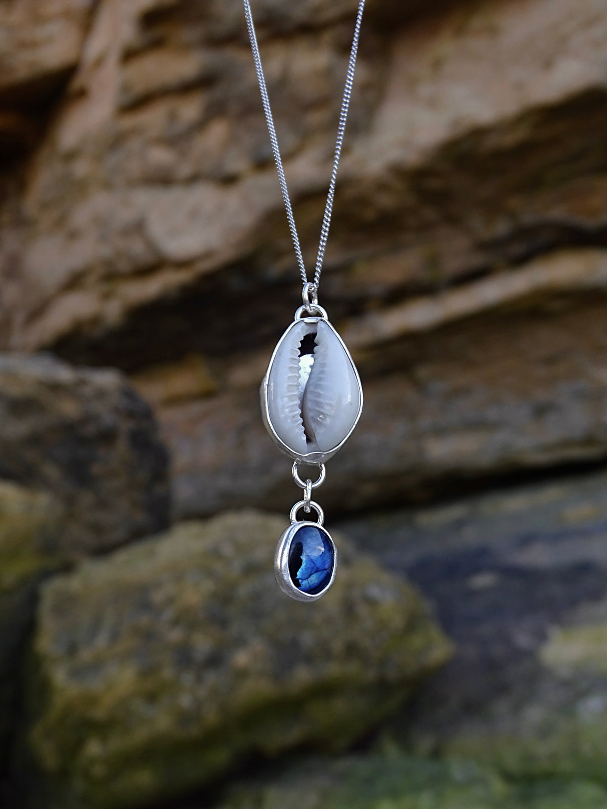 cowri shell drop pendant