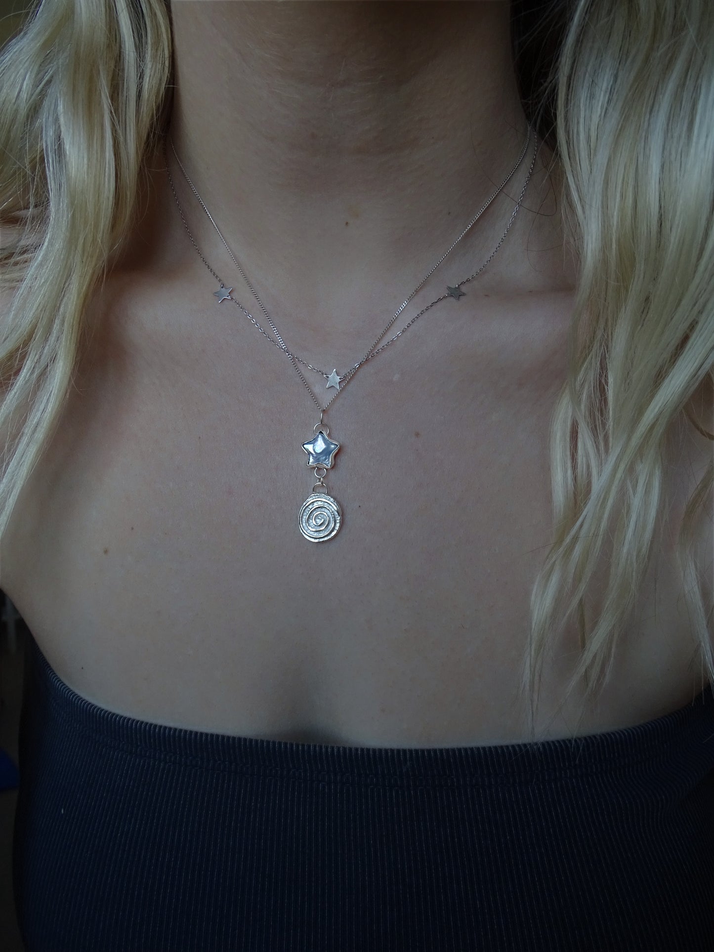 pearl spiral drop pendant