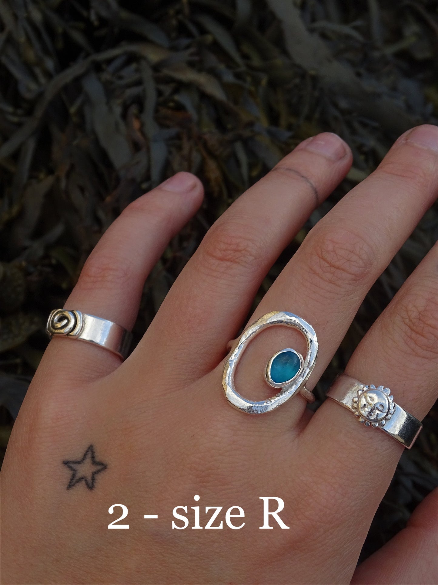 blue seaglass rings