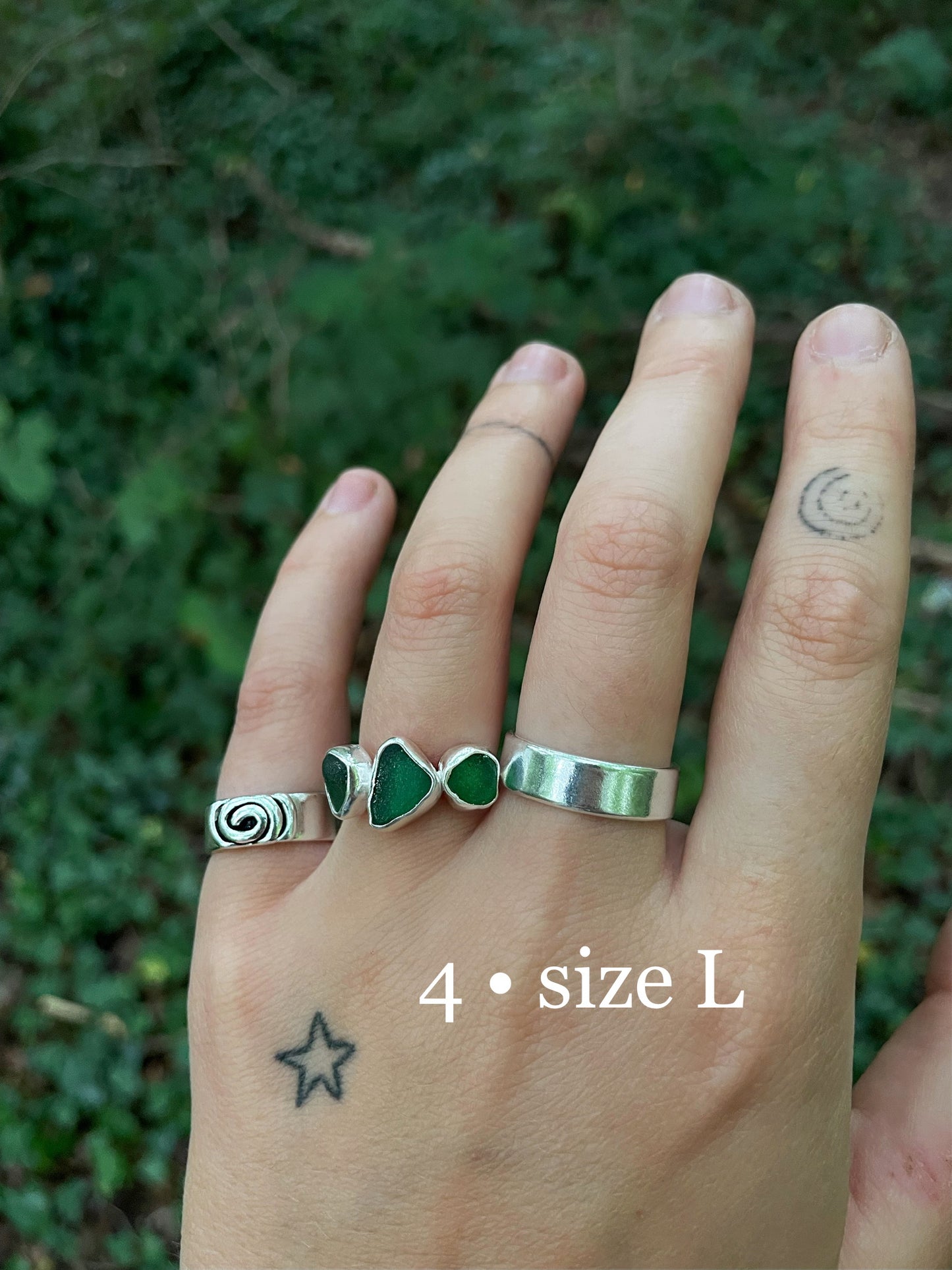 green seaglass rings