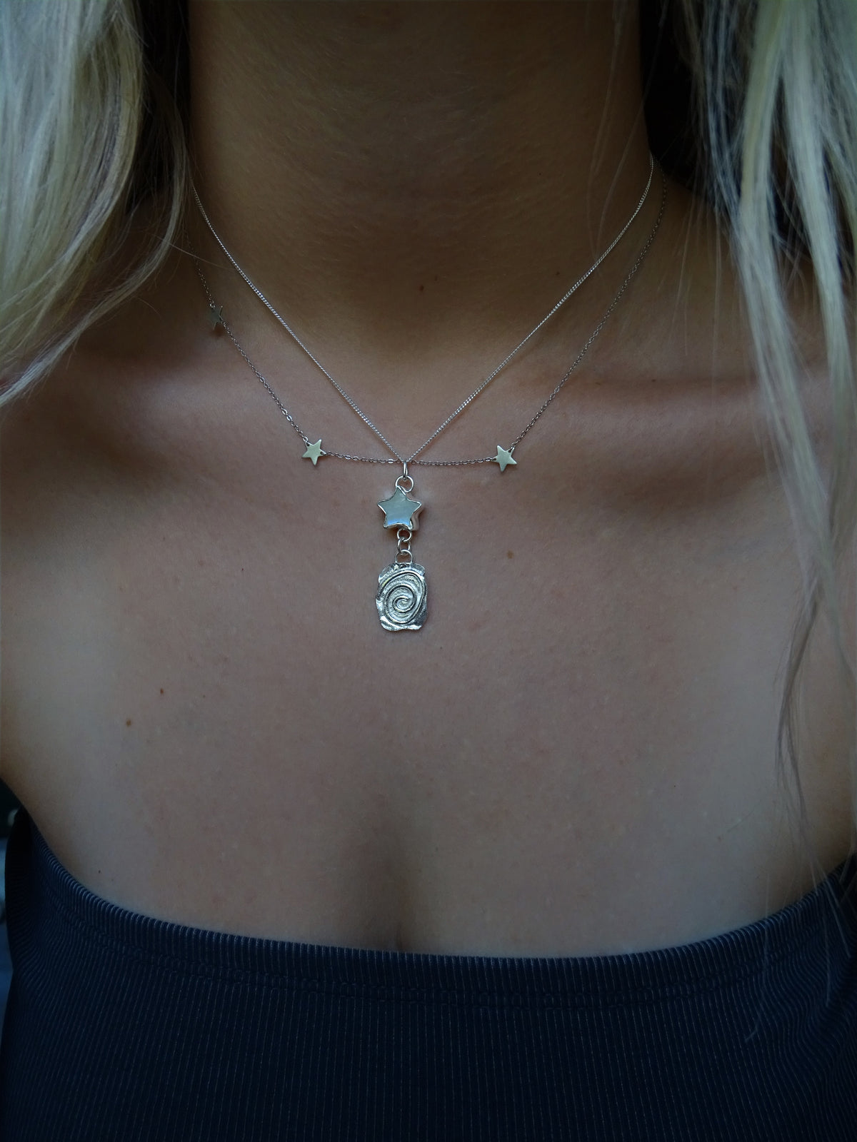 star drop spiral pendants