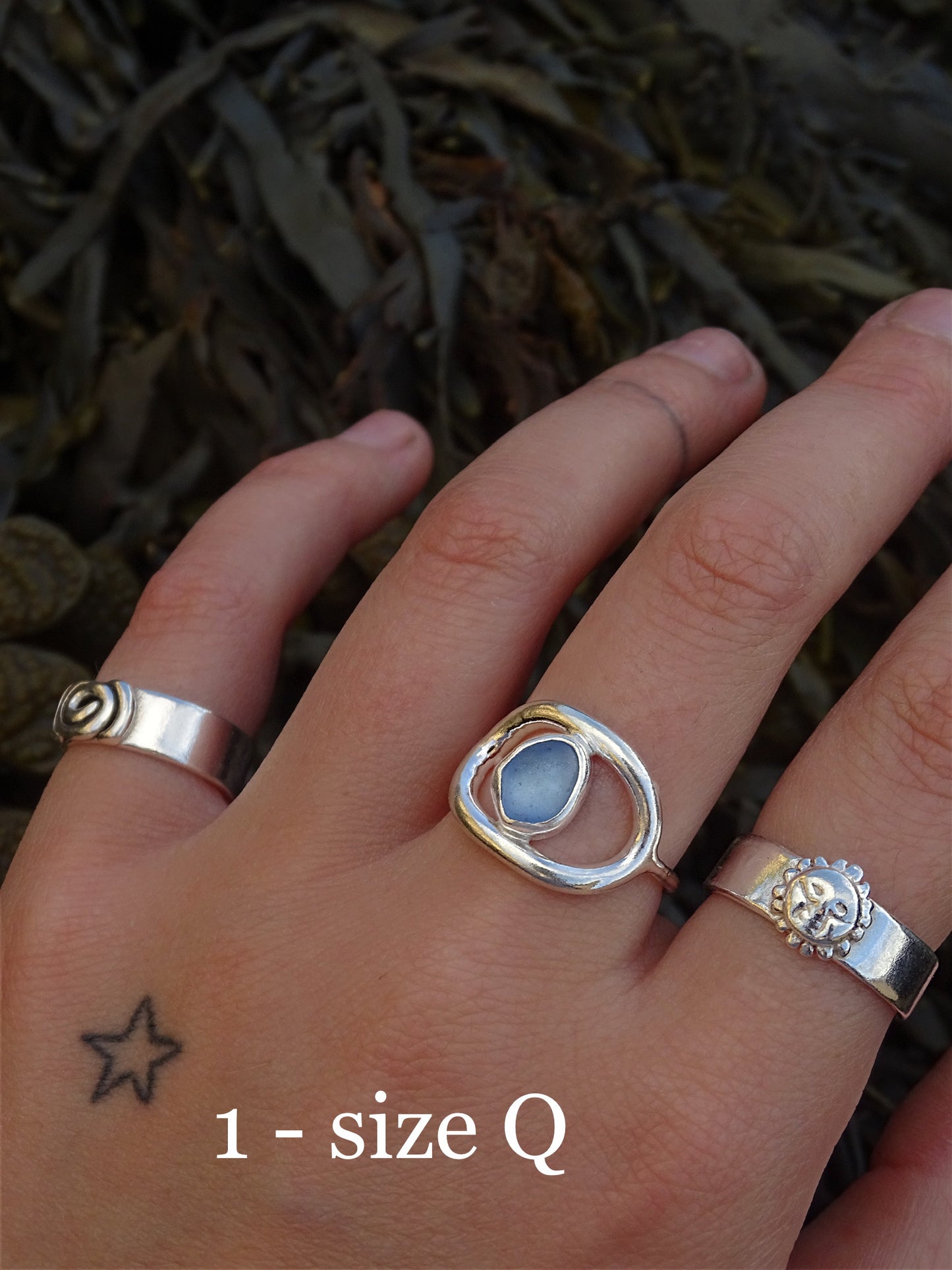 blue seaglass rings