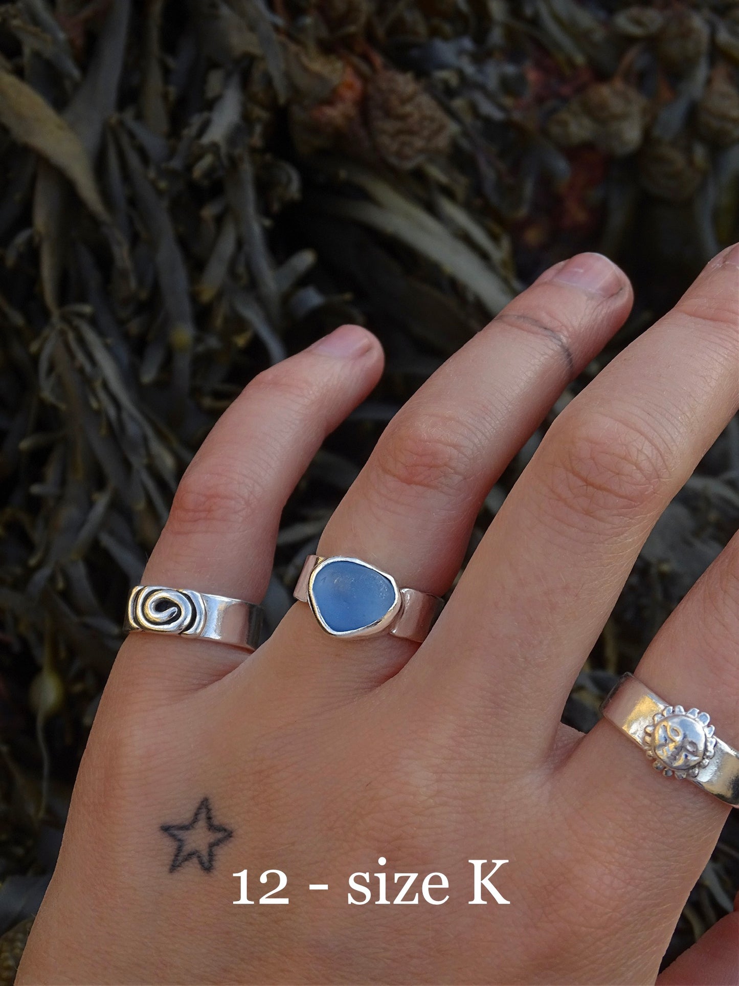 blue seaglass rings
