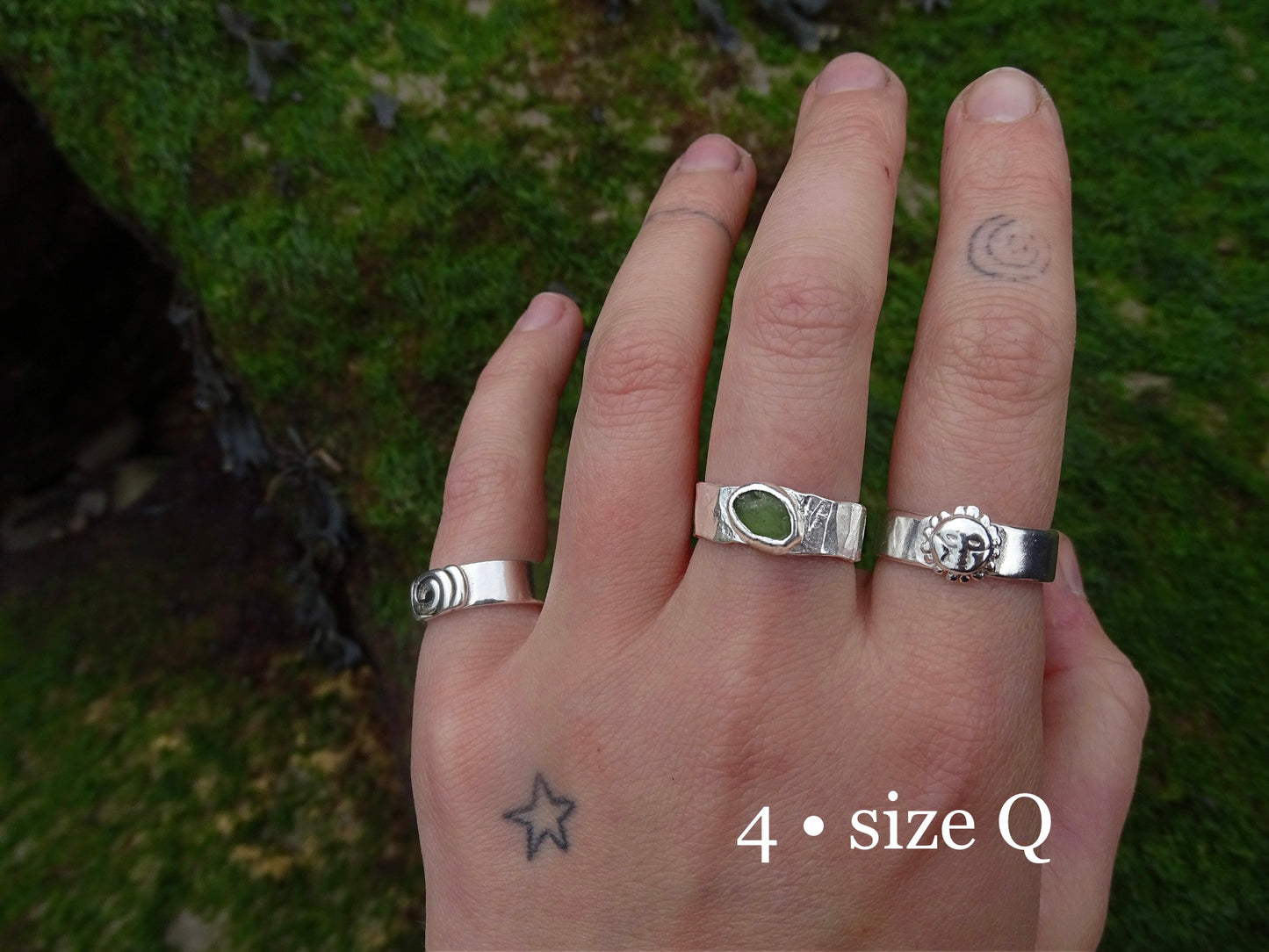 green seaglass rings