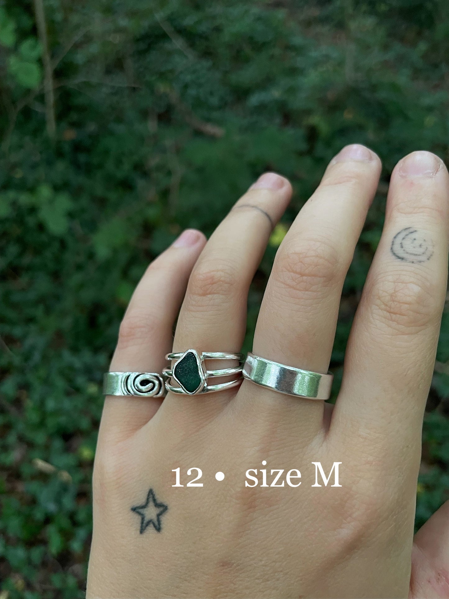 green seaglass rings