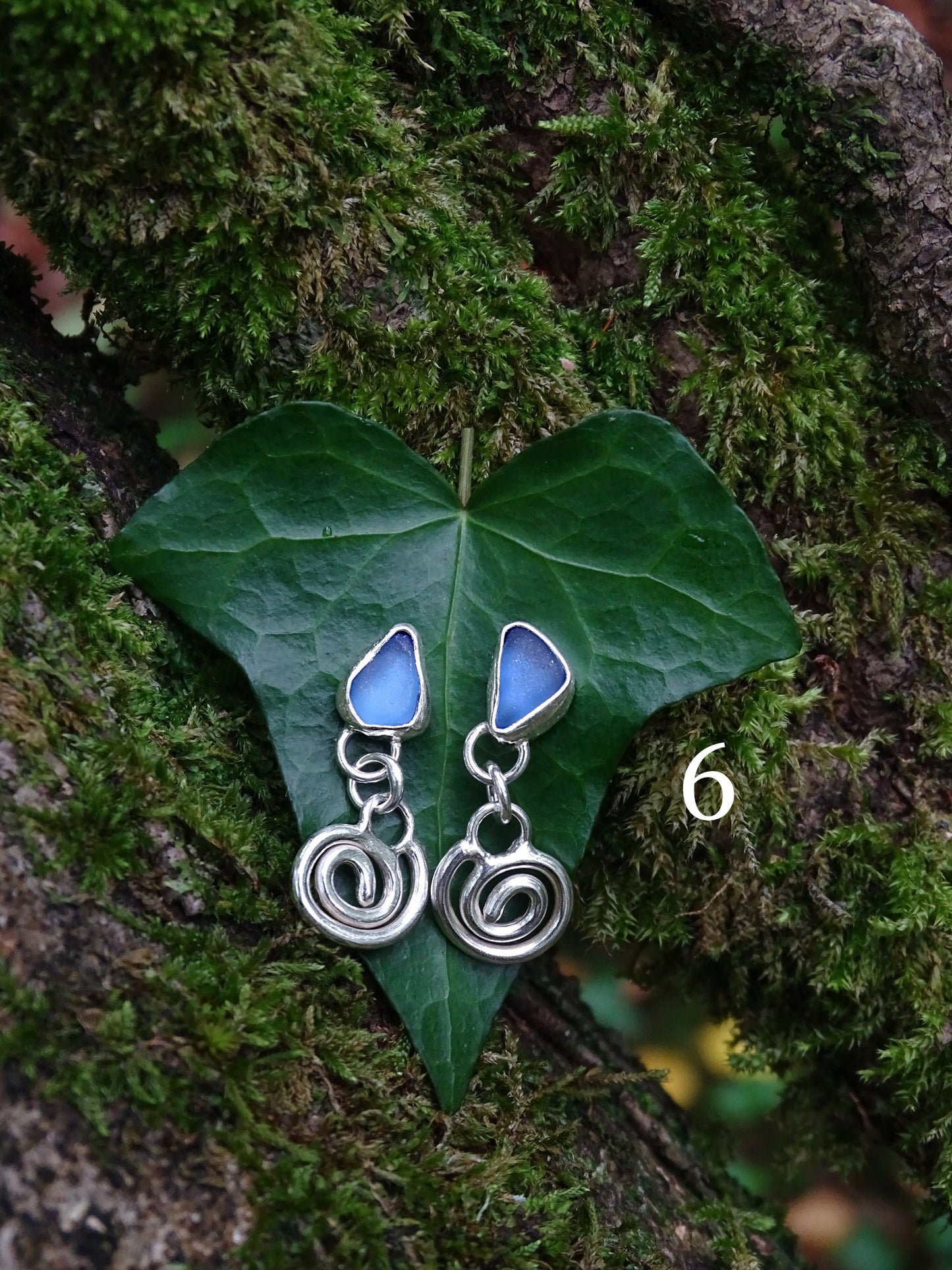 blue seaglass earrings