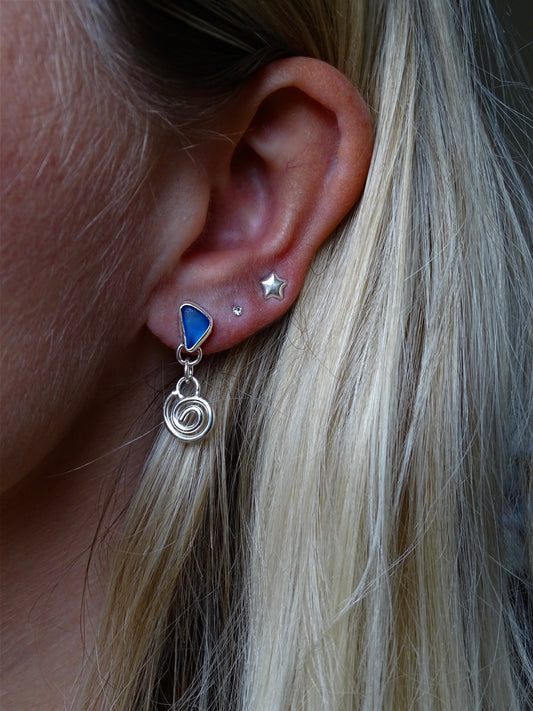 blue seaglass earrings