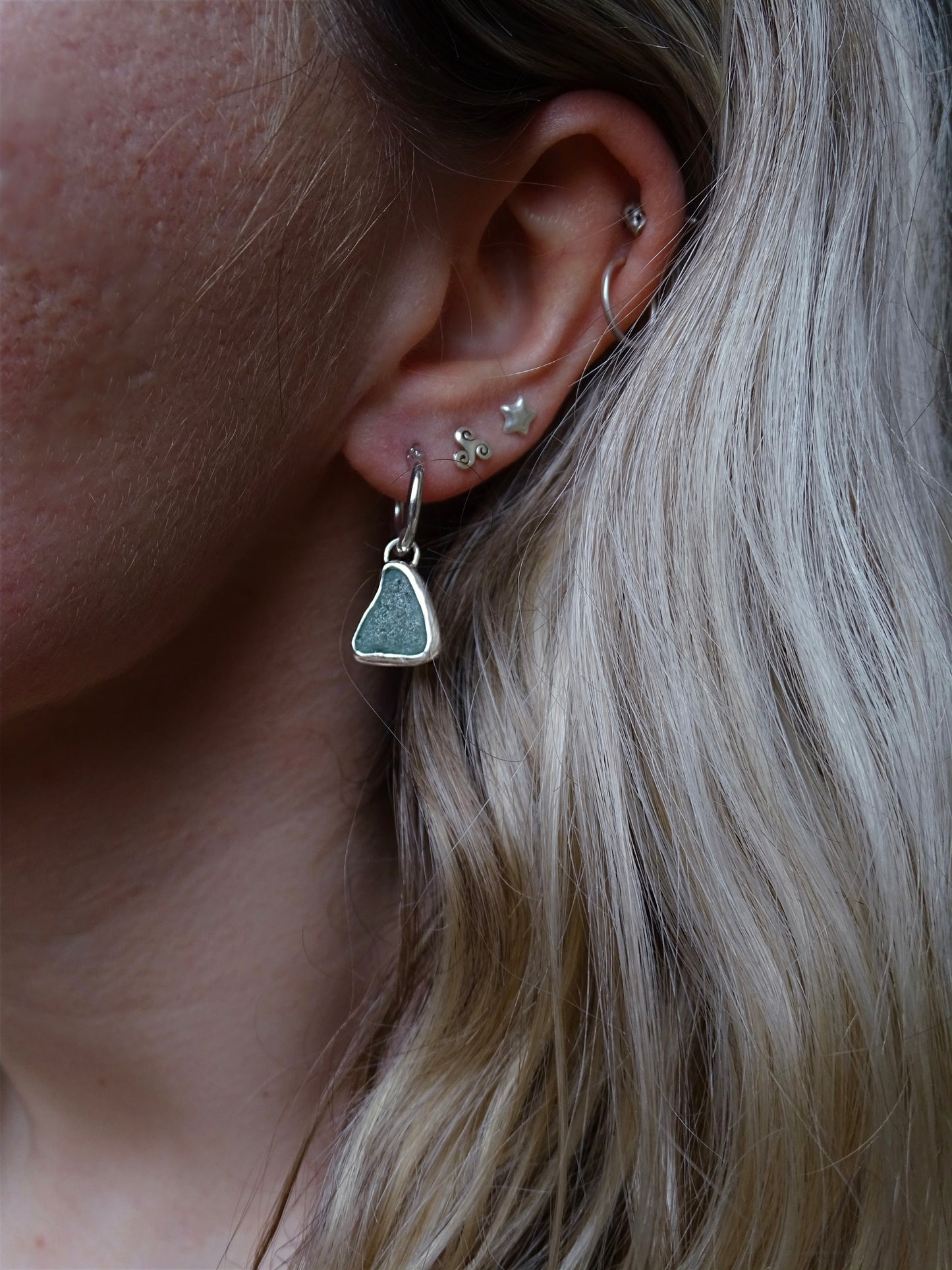 seaglass hoop earrings