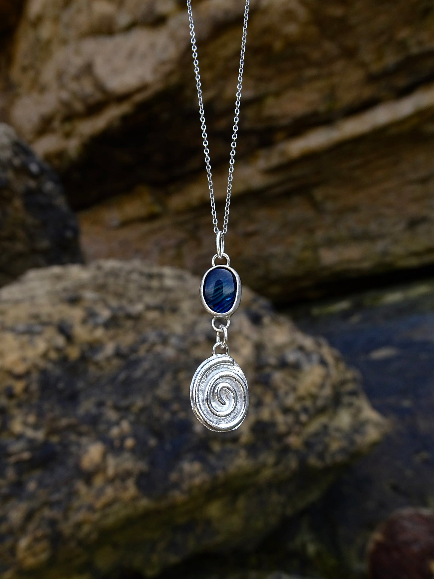 abalone spiral drop pendant