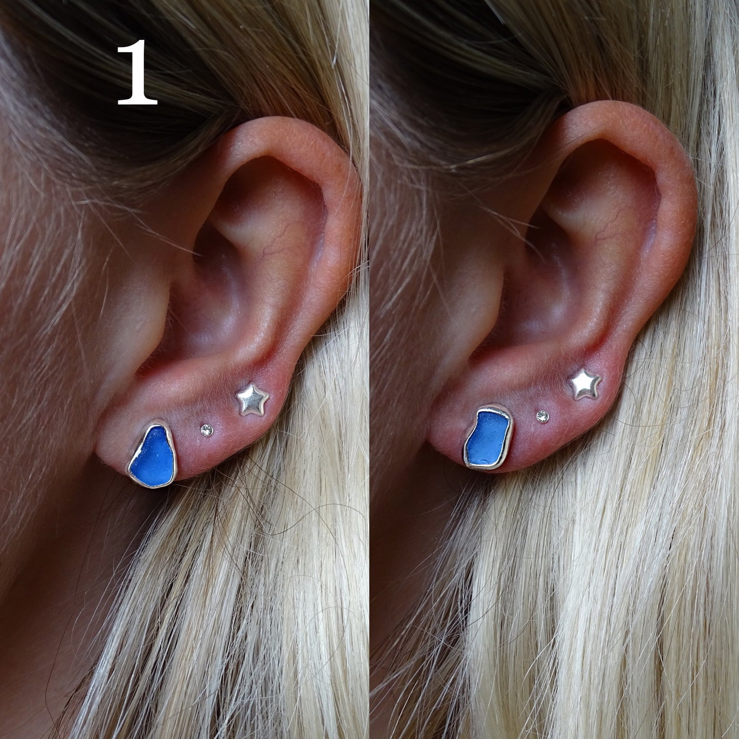 blue seaglass earrings