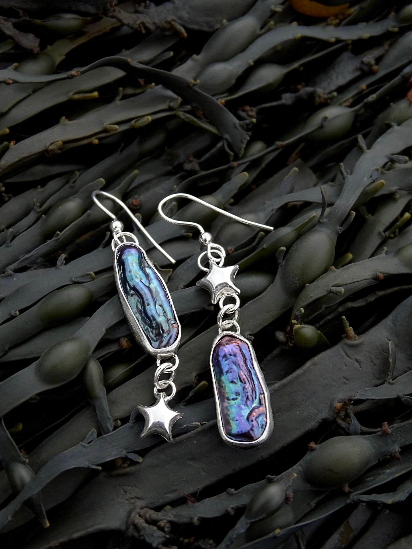 keshi pearl star earrings