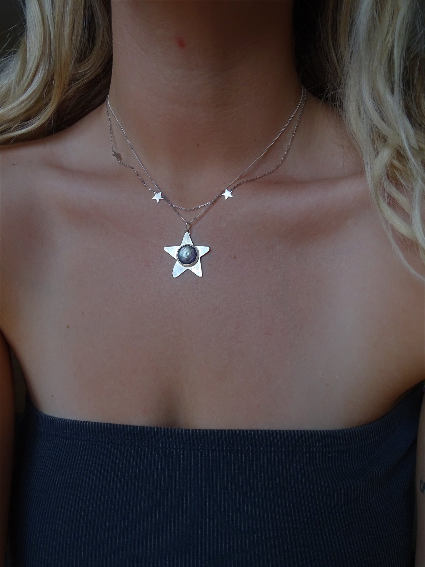 black mother of pearl star pendant